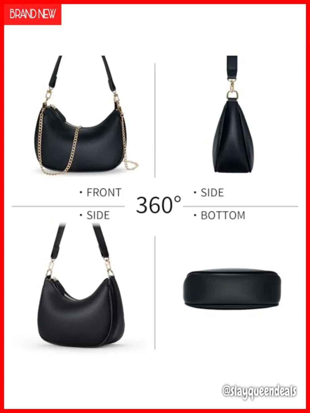 Women's Hobo Shoulder Bag Faux Leather Chain Strap Purse with Card Slots